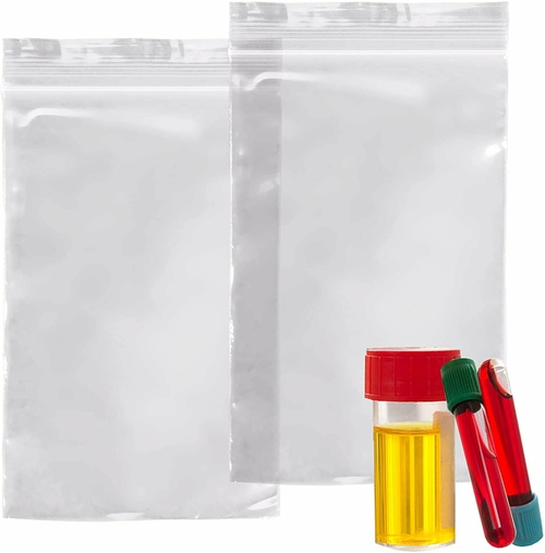 Pack of 1000 Biohazard Specimen Bags, Red and Black 8 x 10. Zipper