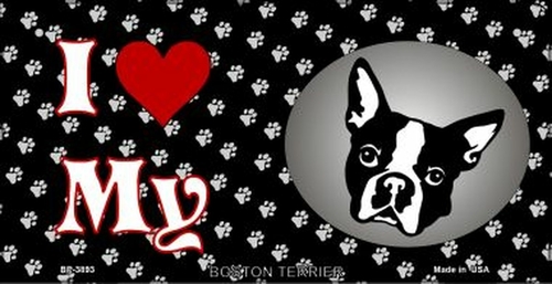 Smart Blonde BP-3893 3 x 6 in. I Love My Boston Terrier Novelty Metal 