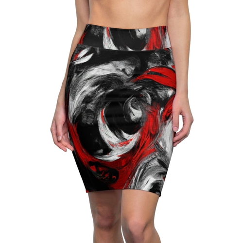 Main High Waist Womens Pencil Skirt - Contour Stretch - Decorative Black image