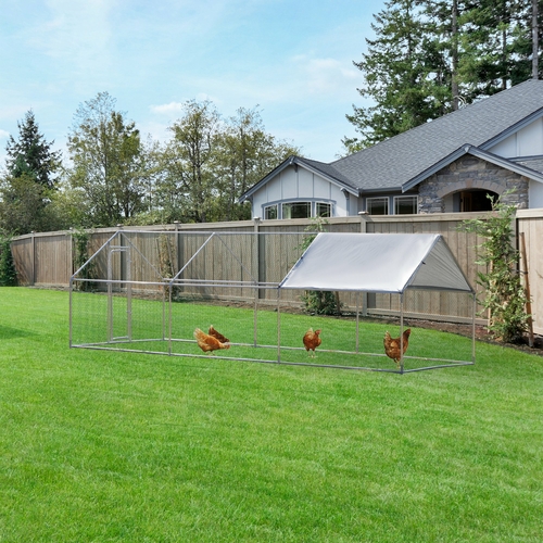 PawHut Chicken Coop 3 Rooms Hen House Large Rabbit Hutch Poultry Cage