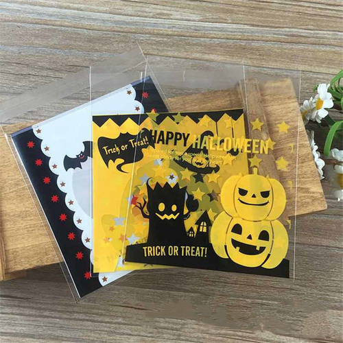 1PC Halloween Bat Pumpkin Biscuits Bags Plastic