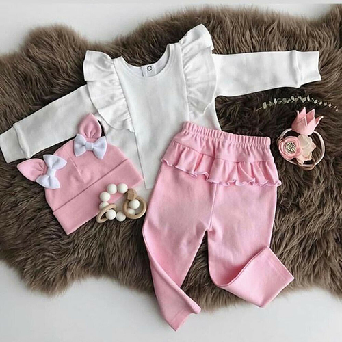 Infant Toddler Baby Girls Cute 2PCS Sets Ruffle