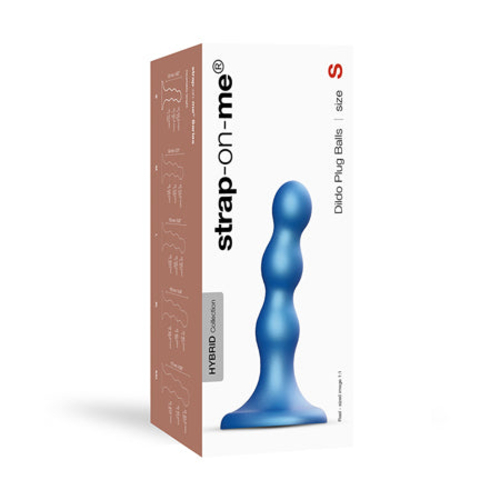 Strap-On-Me Hybrid Collection Silicone Dildo Plug Balls Metallic Blue