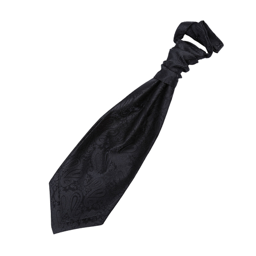 Paisley Pre-Tied Ruche Cravat - Black