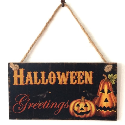 2018 Happy Halloween Greeting Plaque Wooden