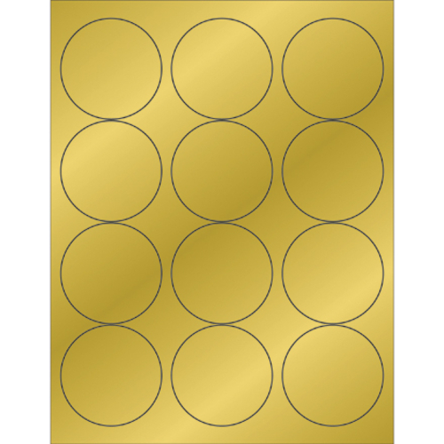 Box Partners LL217GD 2.5 in. Gold Foil Circle Laser Labels - Pack of 1