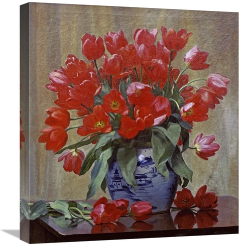 Global Gallery GCS-268524-22-142 22 in. Tulips in a Porcelain Vase Art