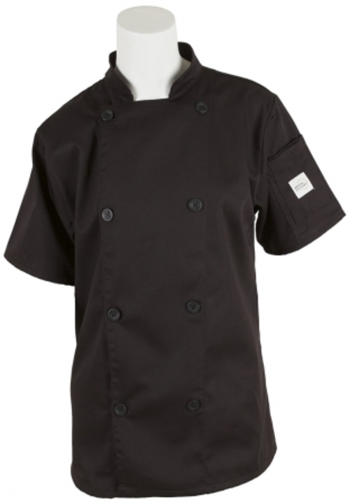 Mercer Tool M61032BKM Genesis Womens Short Sleeve Chef Jacket With Tra
