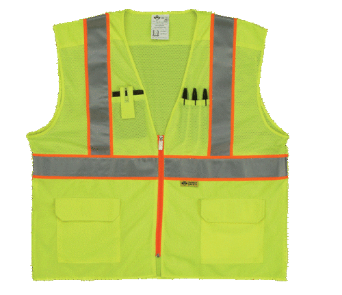 2W MS530C-2 3XL Class 2 Mesh And Solid- Ansi Vest - Lime- 3 Extra Larg