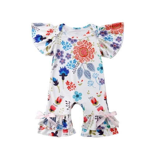 Newborn Infant Baby Girls Floral Summer Romper