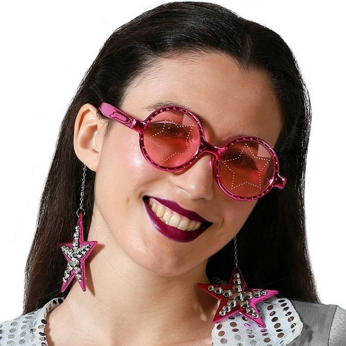 Glasses Fuchsia Bright Earrings Star