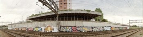 Panoramic Images PPI92579L Graffiti on the wall along a railroad track
