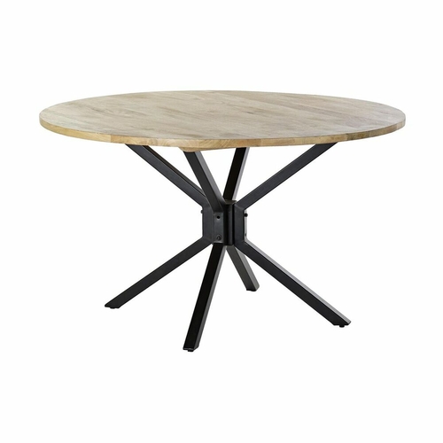 Dining Table DKD Home Decor 127 x 127 x 75 cm Natural Black Metal