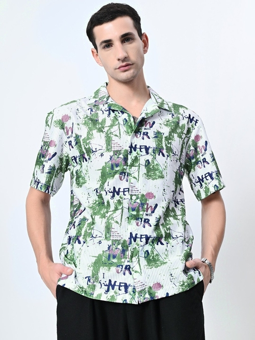 Men Multicolor Abstract Printed Half Sleeves Casual Shirt (Size-S)