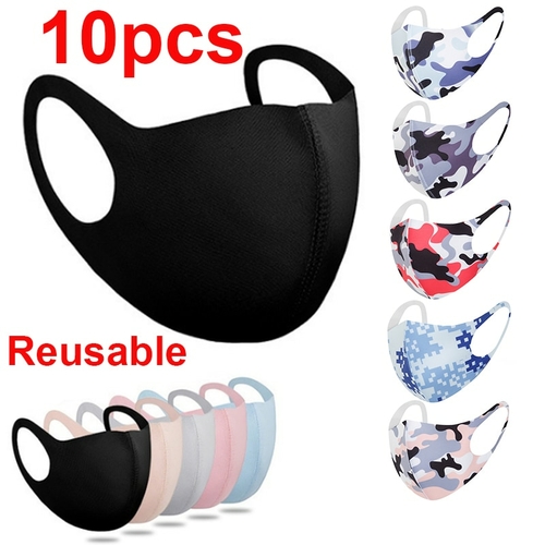 10pcs Face Mask Black Mouth Mask Reusable Mask Washable Mascarillas