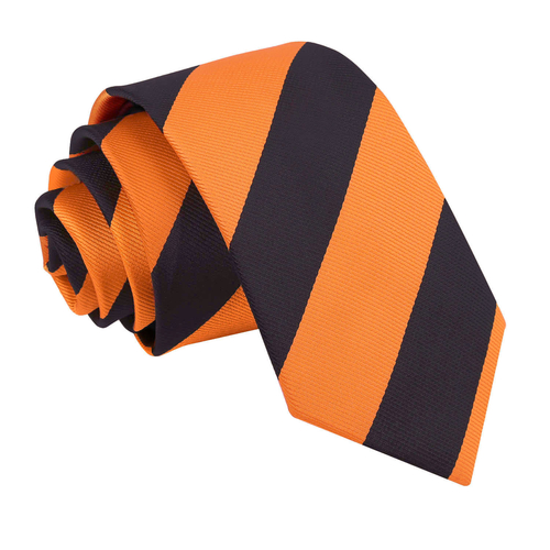 Striped Slim Tie - Orange & Black
