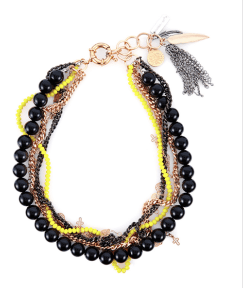 Black onyx choker with crystals and charms. Choker necklace.