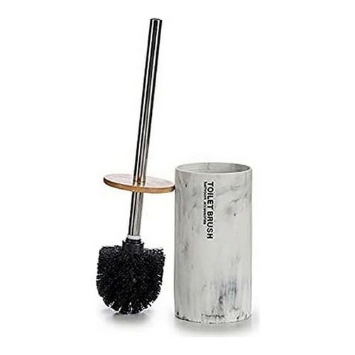 Toilet Brush White Metal Resin Bamboo Marble 9,6 x 37,5 x 9,6 cm