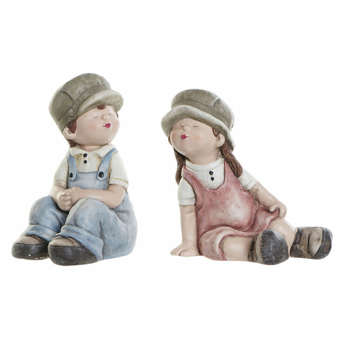 Decorative Figure DKD Home Decor 24 x 35 x 36 cm Blue Pink Kids (2