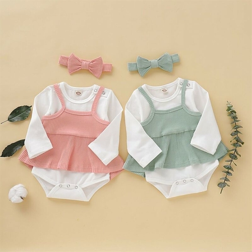 Cute Newborn Baby Girl Clothes 3Pcs Outfits Long
