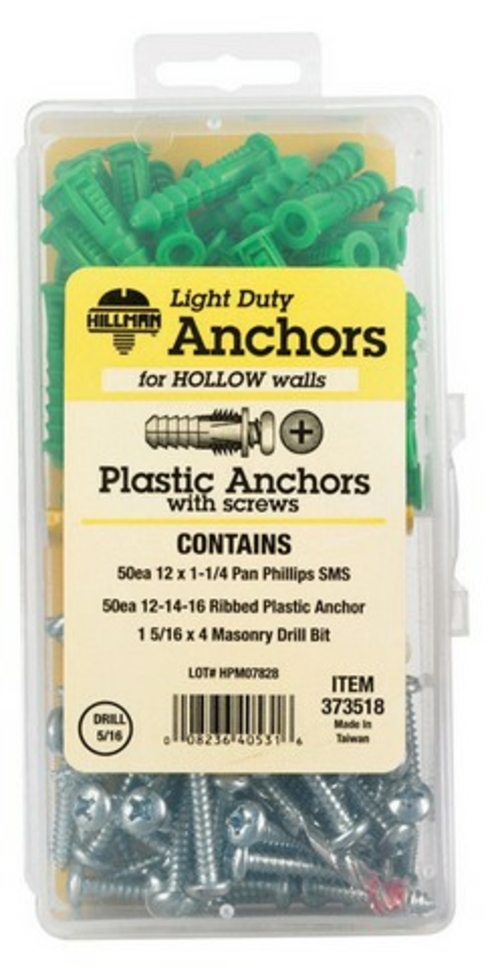 Hillman 373518 12-14-16 x 1.25 in. Plastic Anchor Kit with Screws  101