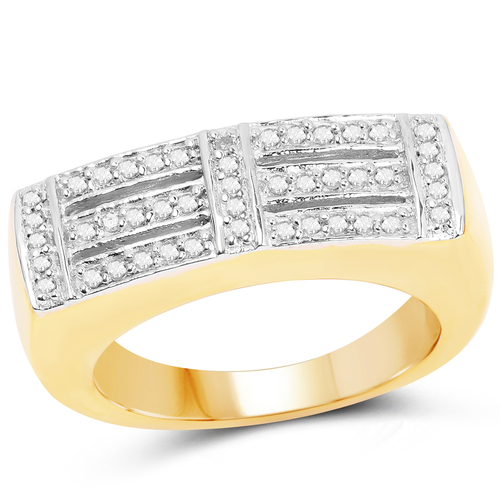 14K Yellow Gold Plated 0.25 Carat Genuine White Diamond .925 Sterling