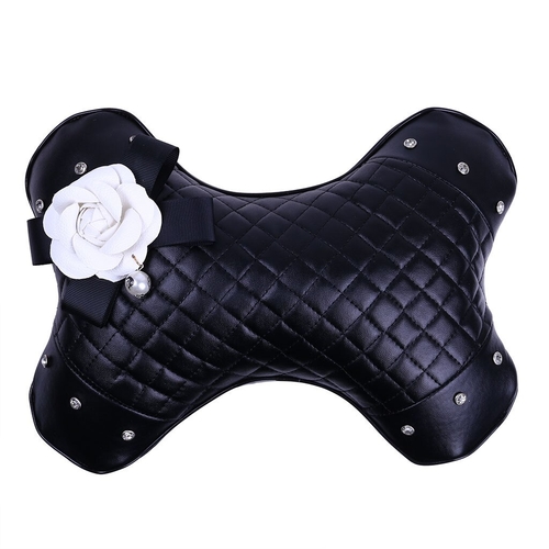 1pc Car Seat Headrest Pad Memory Foam Leather Head