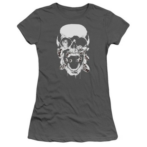 Trevco Green Lantern-Black Lantern Skull Short Sleeve Junior Sheer Tee