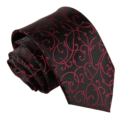Swirl Classic Tie - Black & Burgundy