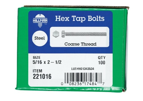 Hillman 221016 0.312 x 2.5 in. Hex Tap Bolt  Box of 100