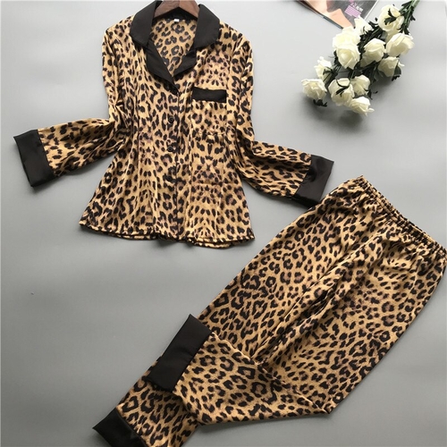 2019 Summer Leopard Print Sexy Women Pajamas Sets