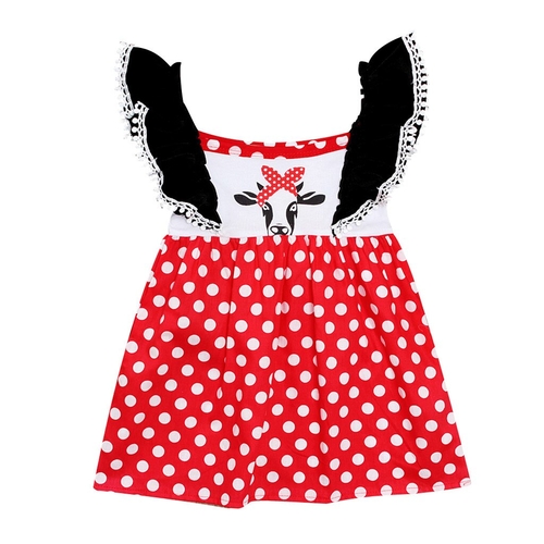 Summer Toddler Baby Kids Girl Ruffles Tassel Cow