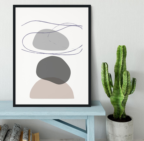 New Shapes Beige 04 Framed Print