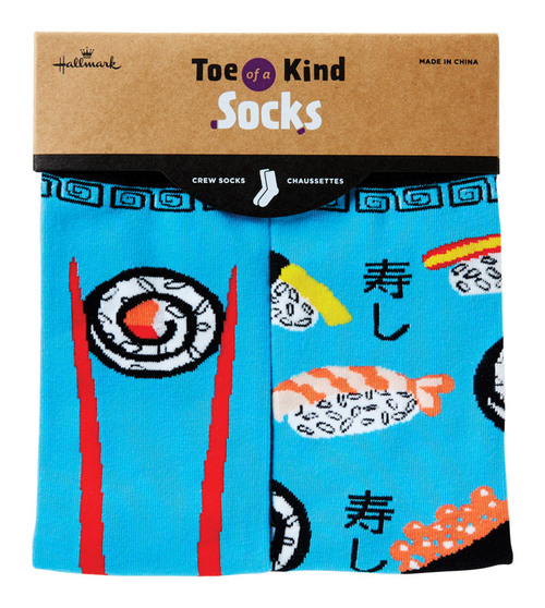 Hallmark 6520753 Toe of a Kind Sushi Crew Socks Cotton, Assorted -