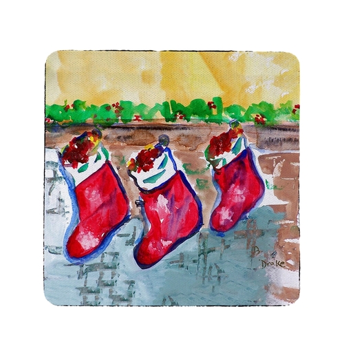 Betsy Drake CT279 Christmas Stockings Coaster - Set of 4