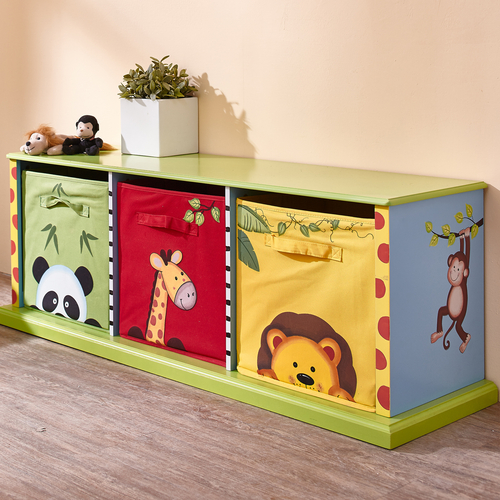 Fantasy Fields Kids Safari Wooden Toy Box Storage
