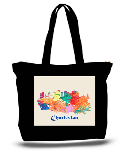 City Of Charleston Skyline  Tote New Zipper Bag