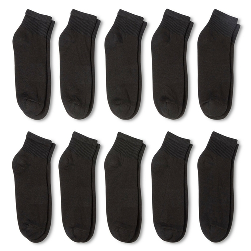 Men's Ankle Socks - Black, 9-11, 3 Pack