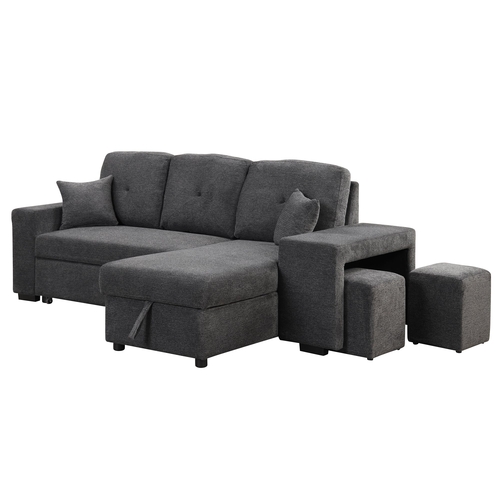 Reversible Sleeper Sectional Sofa Bed with Side Shelf and 2