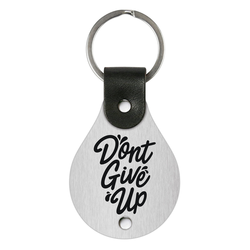 Leather keychain with stainless steel plate – Don’t give up