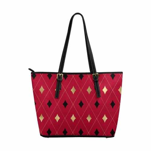 Large Leather Tote Shoulder Bag - Red