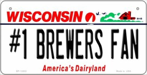 Smart Blonde BP-13532 3 x 6 in. Number 1 Brewers Fan Novelty Metal Bic