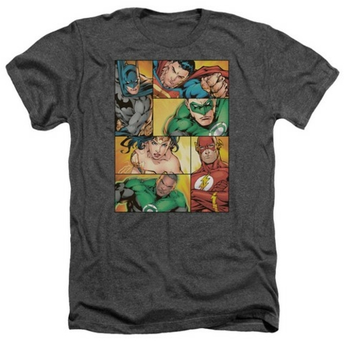 Trevco Jla-Hero Boxes Adult Heather Tee- Charcoal - Small