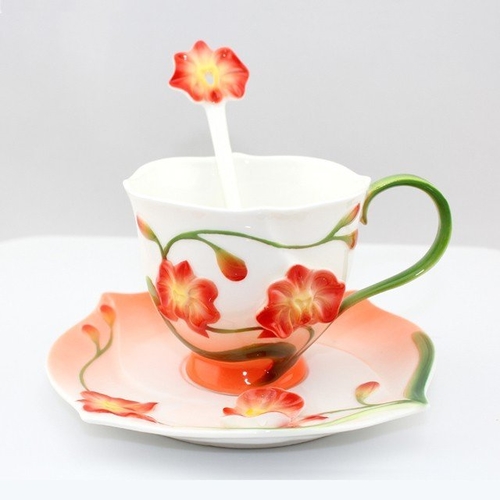 Orchid Enamel Ceramic Coffee Mug