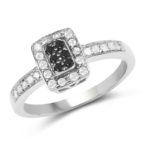 0.32 Carat Genuine Black Diamond and White Diamond .925 Sterling