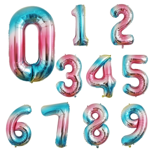 Aluminium Foil Balloons Party Gradient Number