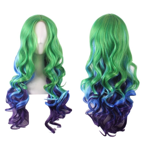 Fashion Long Wavy Green Blue Ombre Harajuku Lolita