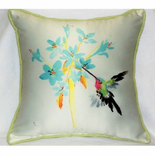 Betsy Drake HJ331 Blue Hummingbird Throw Pillow- 18 x 18 in.