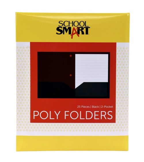 School Smart 2019636 Heavyweight Two-Pocket Poly Folder with Three-Hol