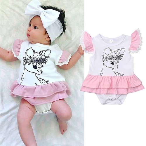 Lovley Newborn Baby Girl Deer Romper Girl